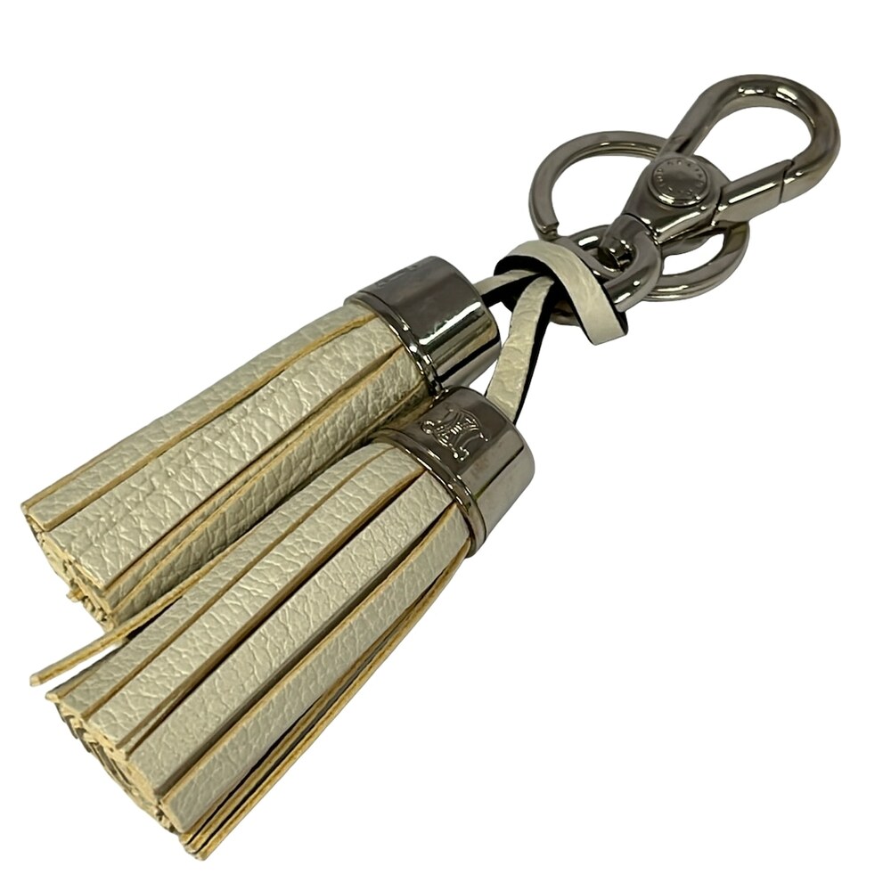 Celine Bag Charm Cream Silver Leather Hardware